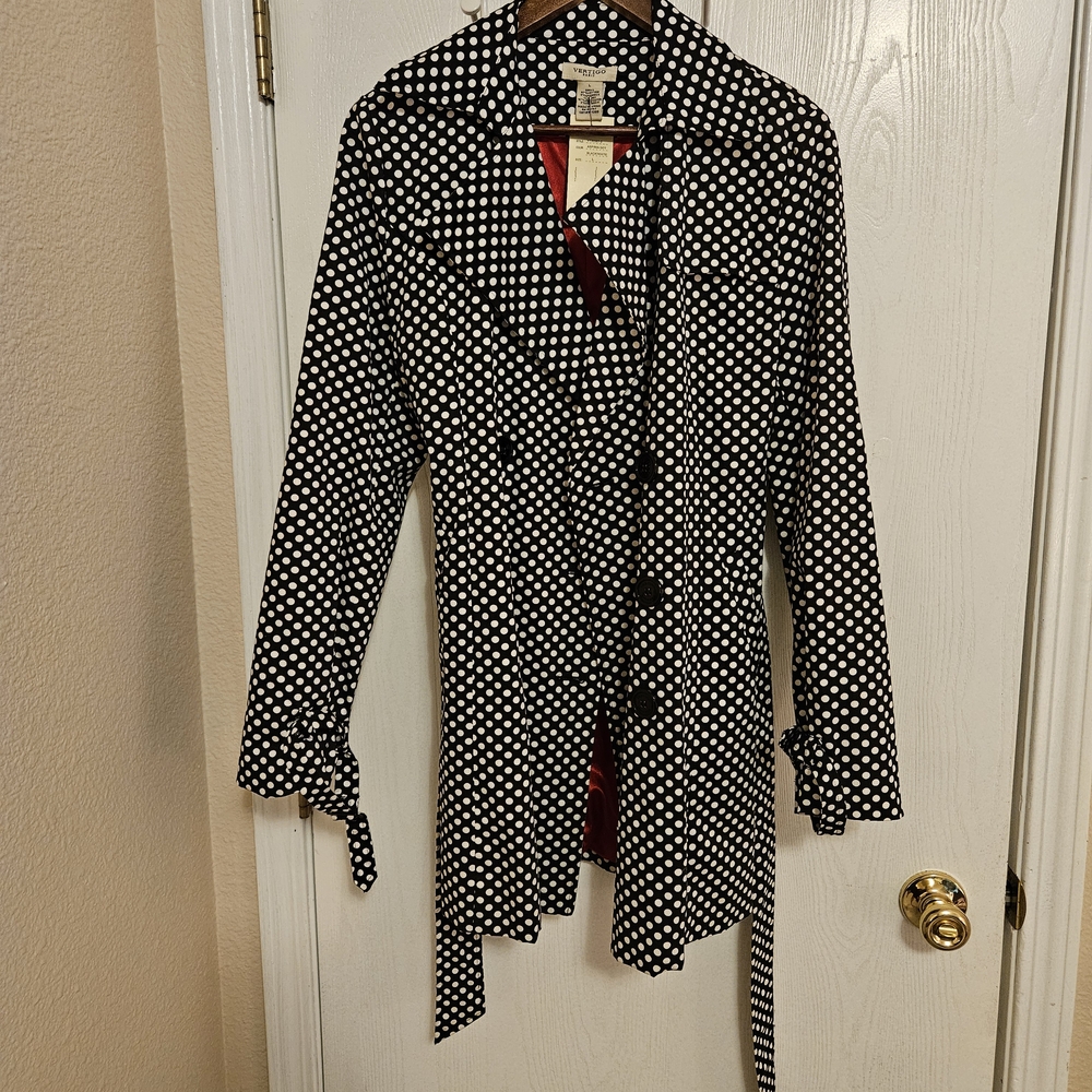 Black and White Polka Dot Trench Coat